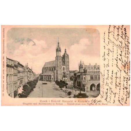 Rynek i Kościół Maryacki w Krakowie. Ringplatz und Marienkirche in Krakau - Grande-place avec l'eglise de St. Marie
