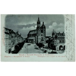 Rynek i Koscioł Maryacki w Krakowie. Ringplatz u. Marienkirche in Krakau. Grand-place avec l'église de Ste. Marie.