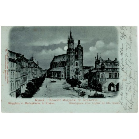 Rynek i Koscioł Maryacki w Krakowie. Ringplatz u. Marienkirche in Krakau. Grand-place avec l'église de Ste. Marie.