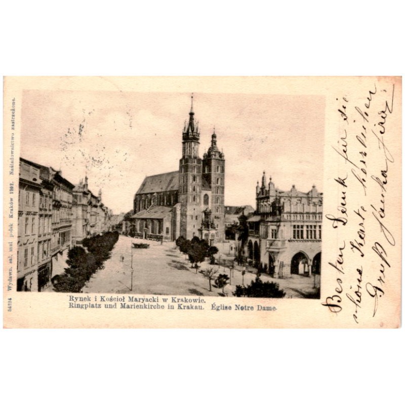 Rynek i Kościół Maryacki w Krakowie. Ringplatz und Marienkirche in Krakau. Église Notre Dame.