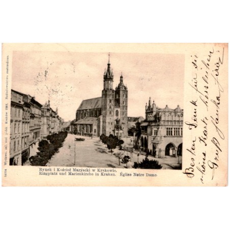 Rynek i Kościół Maryacki w Krakowie. Ringplatz und Marienkirche in Krakau. Église Notre Dame.