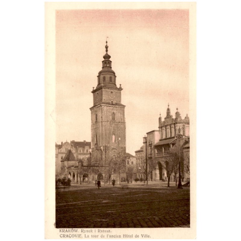 Kraków. Rynek i Ratusz. Cracovie. La tour de l'ancien Hôtel de Ville.