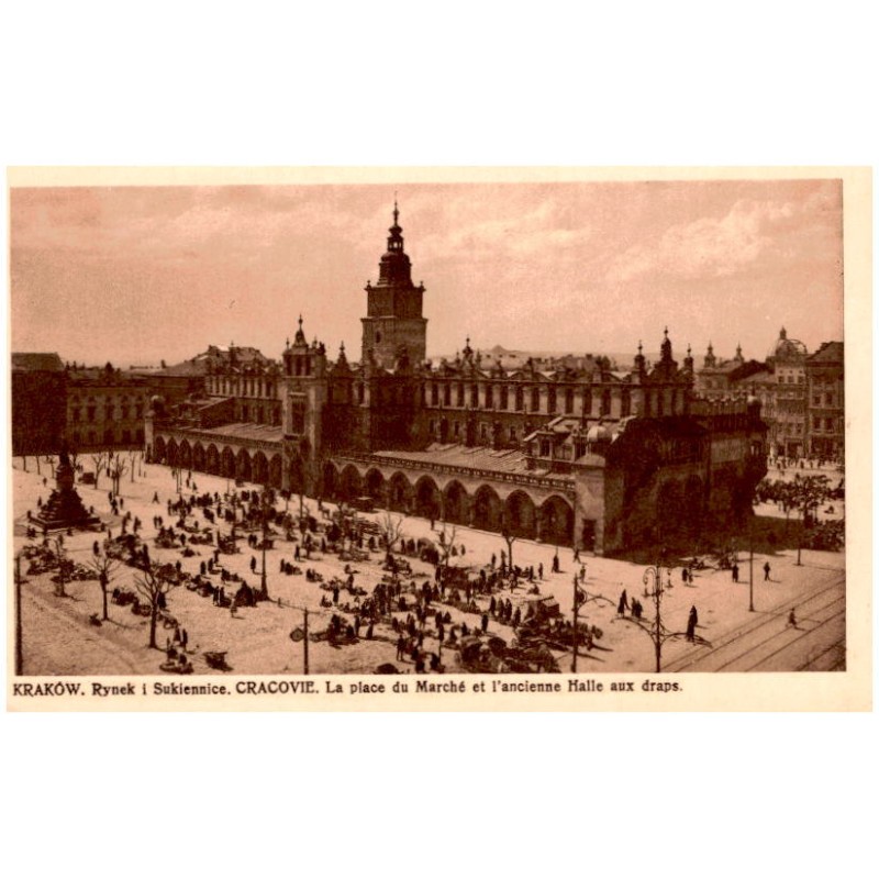 Kraków. Rynek i Sukiennice. Cracovie. La place du Marché et l'ancienne Halle aux draps.