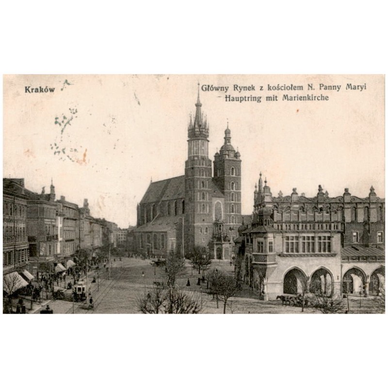 Kraków. Główny Rynek z kościołem N. Panny Maryi - Hauptring mit Marienkirche
