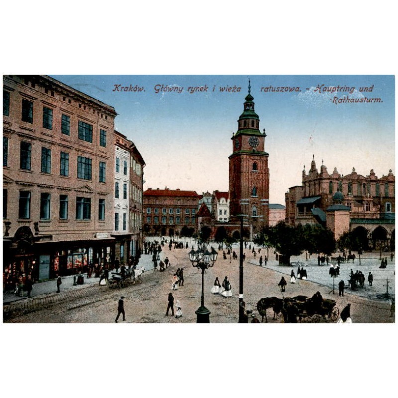 Kraków. Główny rynek i wieża ratuszowa. - Hauptring und Rathausturm.