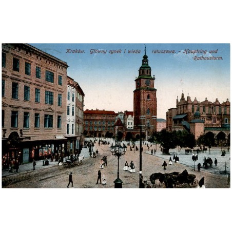 Kraków. Główny rynek i wieża ratuszowa. - Hauptring und Rathausturm.