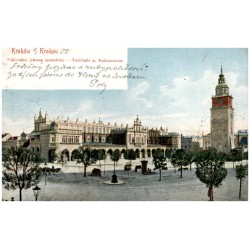 Kraków - Krakau. Sukiennice (strona zachodnia) - Tuchhalle u. Rathausturm