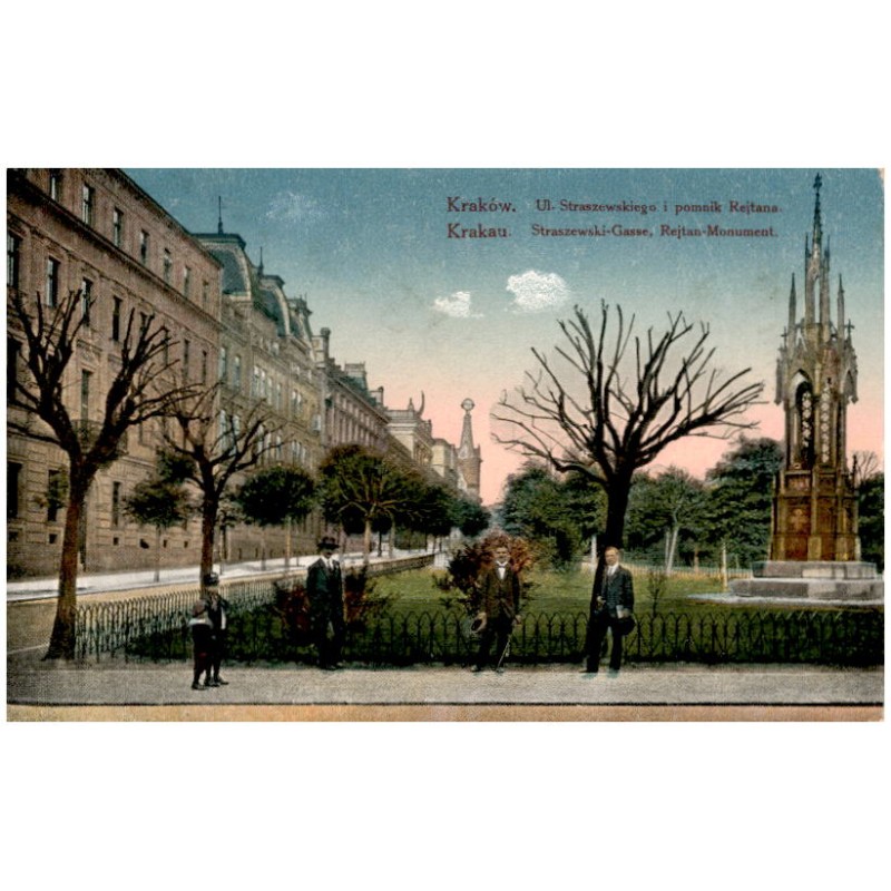 Kraków. Ul. Straszewskiego i pomnik Rejtana. Krakau. Straszewski-Gasse, Rejtan-Monument.
