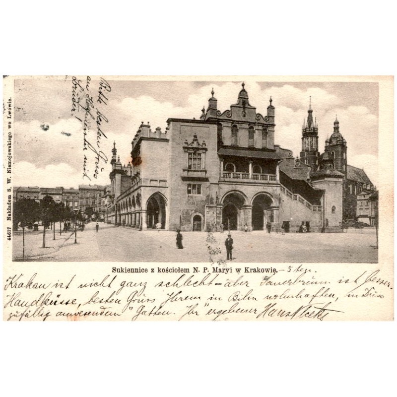 Sukiennice z kościołem N. P. Maryi w Krakowie.
