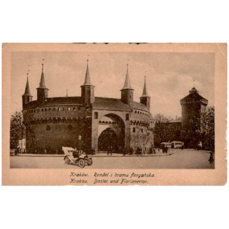 Kraków. Rondel i brama floryańska. Krakau. Bastei und Florianertor.