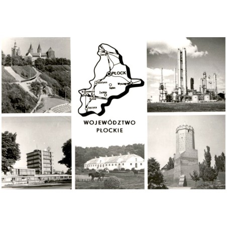 Województwo płockie [...] Na zdjęciach: Płock - Wzgórze Tumskie, Zakłady Rafineryjne i Petrochemiczne. Kutno - Zakłady Farmaceut