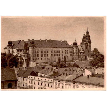 Kraków - Wawel - Zamek Król. Widok na katedrę i zamek. Cracovie - Wawel - Château Royal. Vue sul la cathédrale et le château.