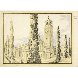 Widok z tyłu. Kościół pod wezwaniem M. B. Ostrobramskiej na Górnym Łyczakowie we Lwowie. Proj. prof. Dr. Tad. Obmińskiego. Ofiar