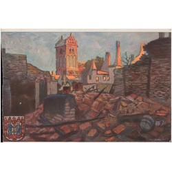 Ostpreußen während des Weltkrieges 1914/15 nach Originalen von A. Kraska. Die zerstörte Kirchstraße mit Kirche in Gerdauen / ceg