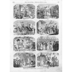 "Hochzeitsseierlichkeiten bei verschiedenen Nationen. Nach Orginalzeichnungen von Roux. [...] Schlesien. Ungarn. Polen. Norwegen