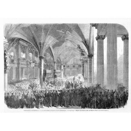 "Cérémonie du couronnement du roi de Prusse dans la chapelle de l'ordre Teutonique, à Kàœnigsberg. - D'apres un croquis de M. La