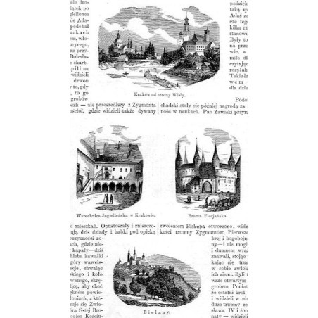 [1] "Kraków od strony Wisły." [2] "Wszechnica Jagiellońska w Krakowie." [3] "Brama Florjańska." [4] "Bielany." [5] "Kościół