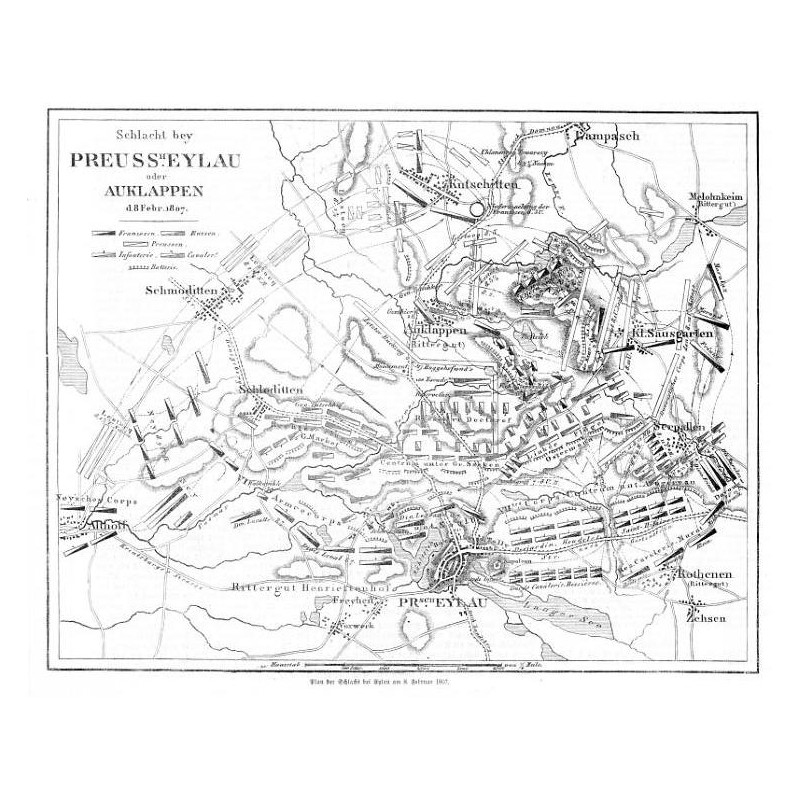 "Schlacht bey PREUSSH. EYLAU oder AUKLAPPEN d.8 Febr. 1807."