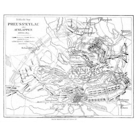 "Schlacht bey PREUSSH. EYLAU oder AUKLAPPEN d.8 Febr. 1807."