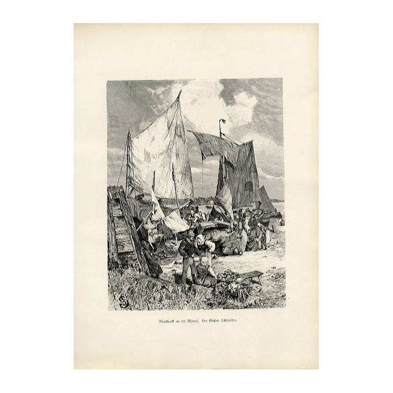 "Marktvolk an der Memel. Von Gustav Schönleber."