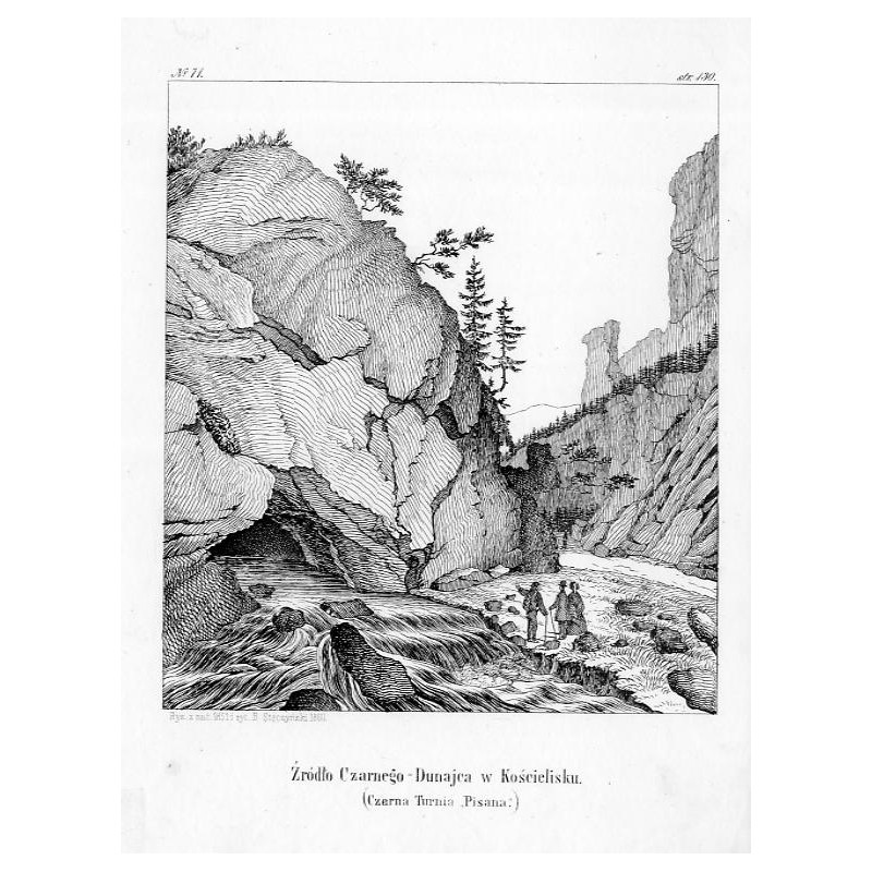 "Nr 71. Źródło Czarnego-Dunajca w Kościelisku. (Czarna Turnia "Pisana".)"