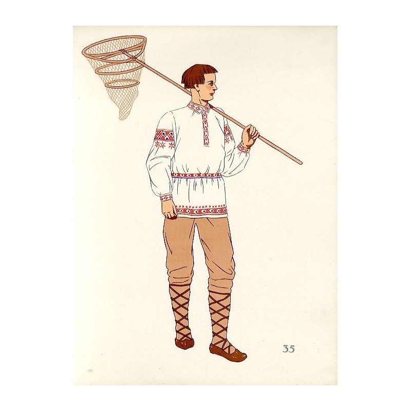 "35) Costume de pêcheur de Polésie (Pinszyina). POLOGNE"