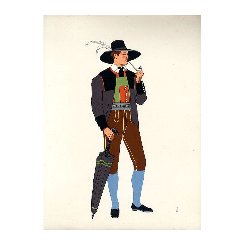"1) Costume d'homme de Pfitsch. AUTRICHE"