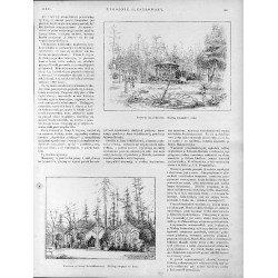 "Wystawa w Łodzi. 1) "Wieża z kwiatów i roślin p. J. K. Poznańskiego. (Według fot. Cz Łuby)." 2) "JULIANÓW." (Według fotografii