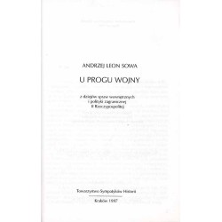 U progu wojny. Z dziejów spraw wewnętrznych i polityki zagranicznej II Rzeczypospolitej