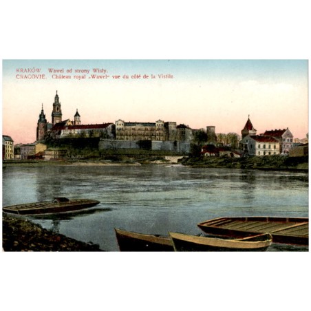 Kraków. Wawel od strony Wisły. Cracovie. Château royal "Wawel" vue du côté de la Vistile.