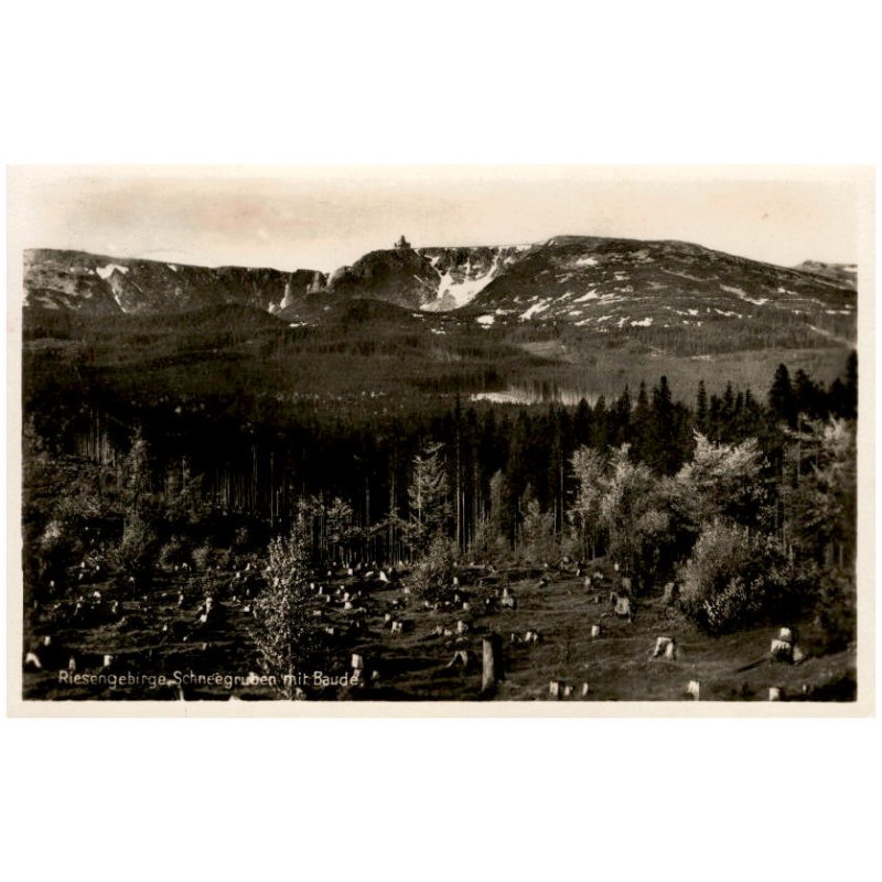 Riesengebirge. Schneegruben mit Baude.