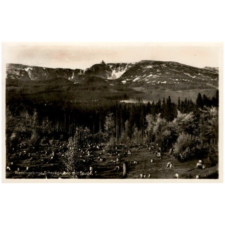 Riesengebirge. Schneegruben mit Baude.