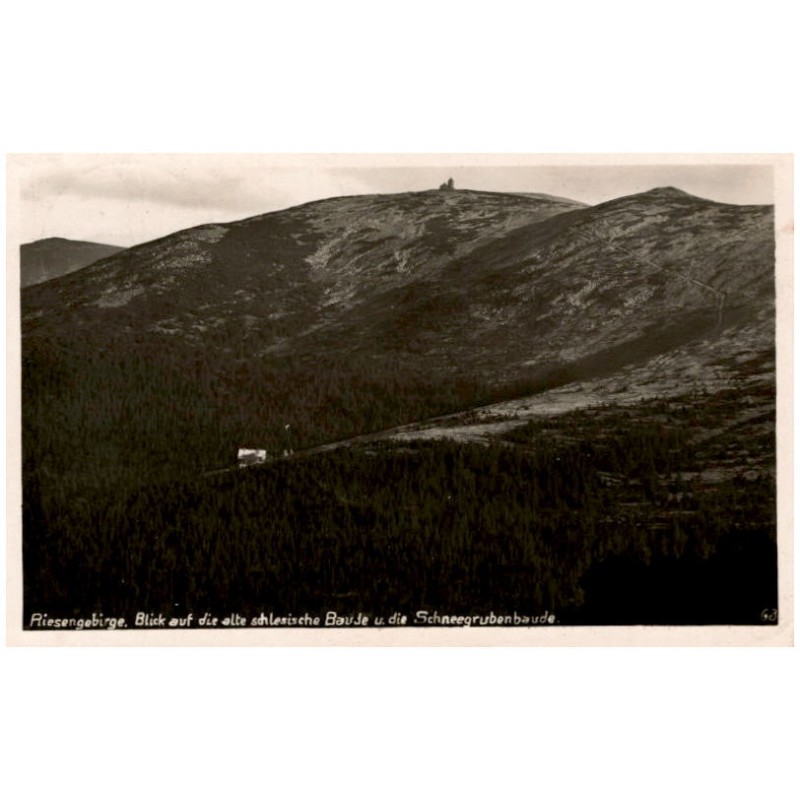 Riesengebirge. Blick auf die alte schlesische Baude u. die Schneegrubenbaude. 63