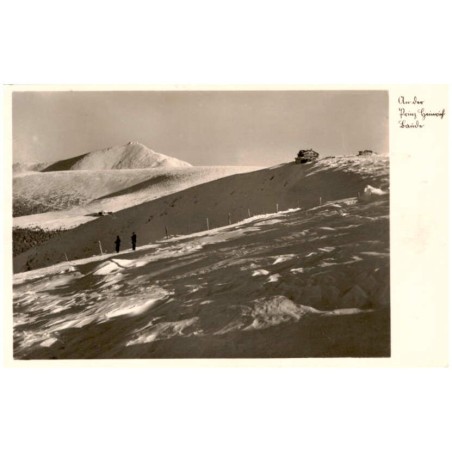 An der Prinz Heinrich Baude / Rewers: Riesengebirge. Prinz-Heinrich-Baude und Hampelbaude mit der Schneekoppe