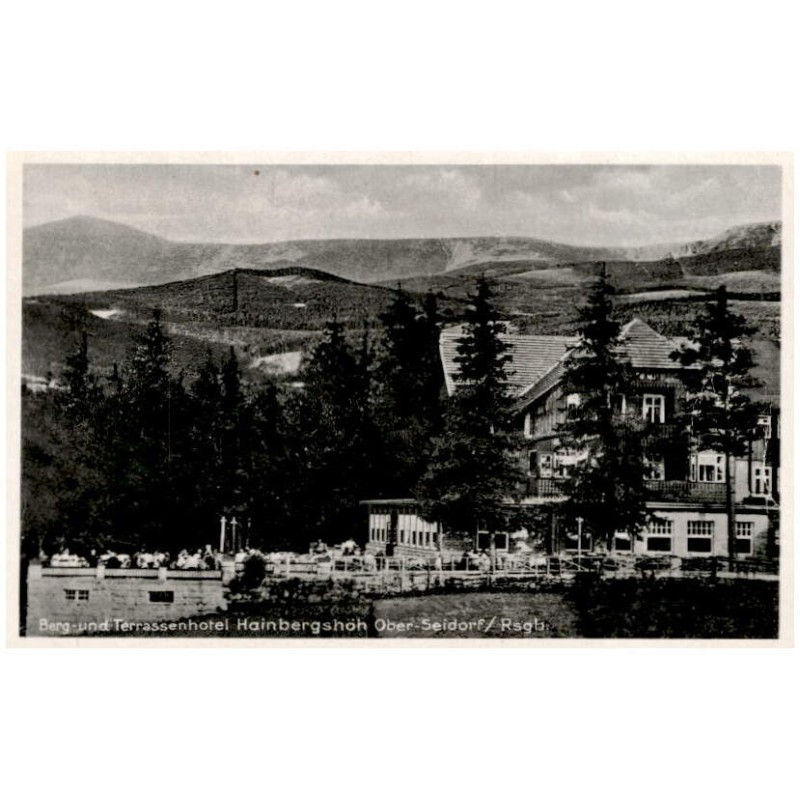 Berg- und Terassenhotel Hainsbergshöh Ober-Seidorf/Rsgb. / Rewers: Berghotel und Kaffee Hainsbergshöh. Das ganze Jahr geöffnet -
