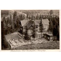 Fliegeraufnahme. Hotel Hainbergshöh i. Riesengebirge. / Rewers: Hotel Hainsbergshöh. Bes. Walter Großmann - Post Seidorf [...]