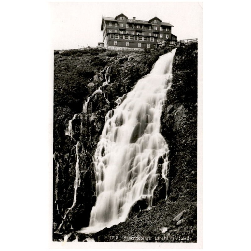 1712 Riesengebirge. Elbfall mit Baude