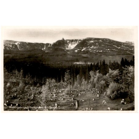 Riesengebirge. Schneegruben mit Baude.