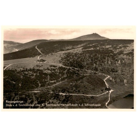 Riesengebirge: Blick v. d. Teichrändern über Kl. Teichbaude-Hampelbaude n. d. Schneekoppe