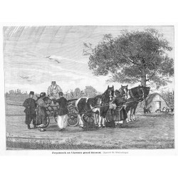 "Przystanek na Ukrainie przed futorem. (Rysunek St. Masłowskiego)."