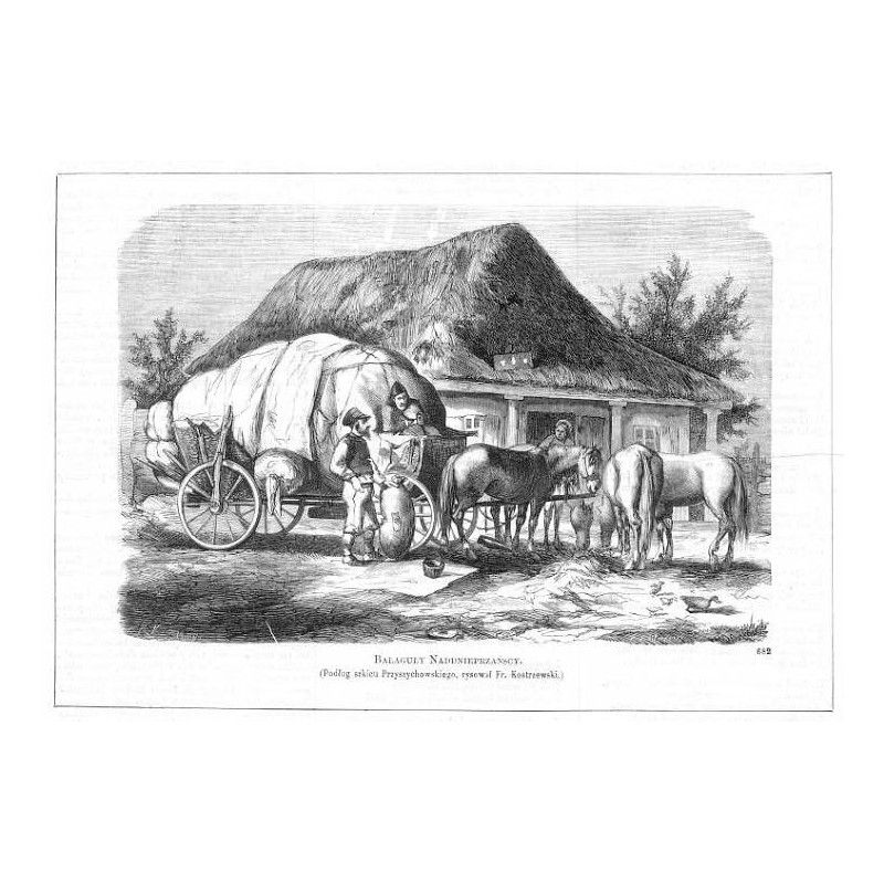 Bałaguły naddnieprzańscy. Podług szkicu Przyszychowskiego, rysował Fr. Kostrzewski 682 /  "BAŁAGUŁY NADDNIEPRZAŃSCY. (Podług szk