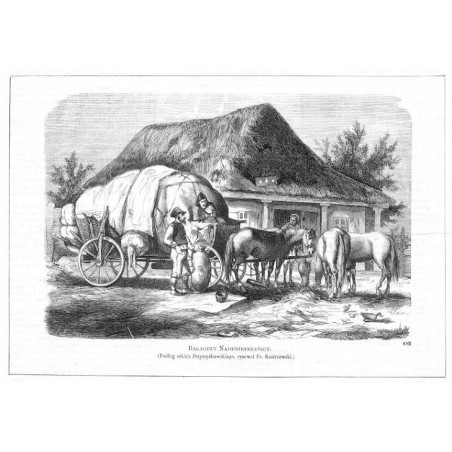 Bałaguły naddnieprzańscy. Podług szkicu Przyszychowskiego, rysował Fr. Kostrzewski 682 /  "BAŁAGUŁY NADDNIEPRZAŃSCY. (Podług szk