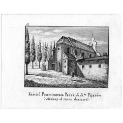 "19. Kościoł Przemienienia Pańsk: XXzy Pijarów (widziany od strony plantacyi.)"