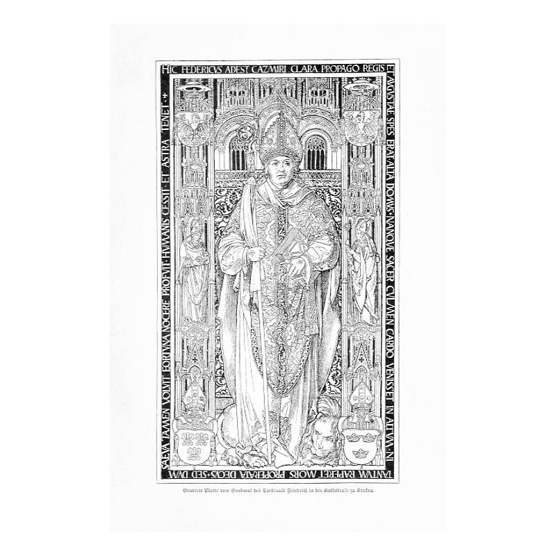 "Gravirte Platte vom Grabmal des Cardinals Friedrich in der Kathedrale zu Krakau."