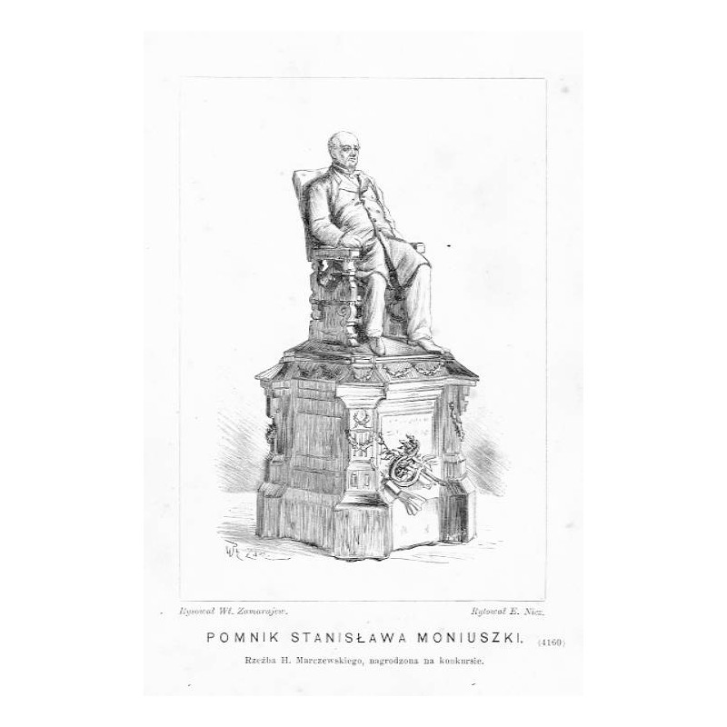 Pomnik Stanisława Moniuszki / "POMNIK STANISŁAWA MONIUSZKI. Rzeźba H. Marczewskiego, nagrodzona na konkursie. (4160) Rysował Wł.