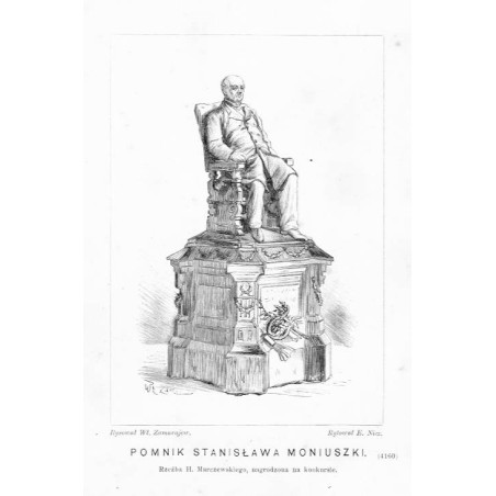 Pomnik Stanisława Moniuszki / "POMNIK STANISŁAWA MONIUSZKI. Rzeźba H. Marczewskiego, nagrodzona na konkursie. (4160) Rysował Wł.