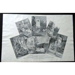 "1) Grób Adama Mickiewicza na Montmorency pod Paryżem, rysował na miejscu P. Merwart. - 2) Grób Artura Grottgera na cmentarzu Ły