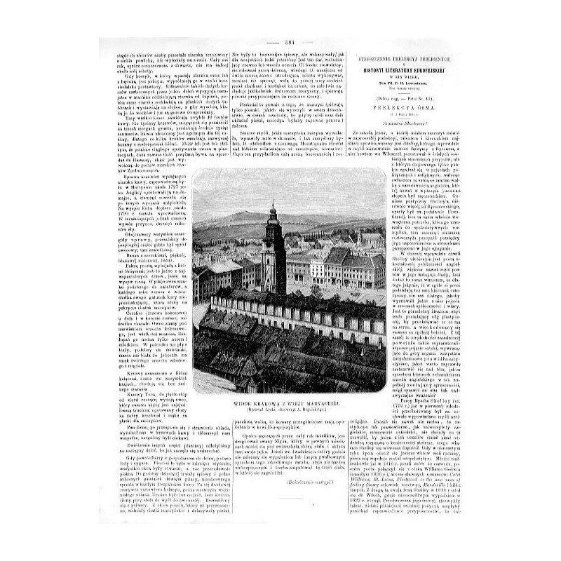 Widok Krakowa z Wieży Mariackiej / "WIDOK KRAKOWA Z WIEŻY MARYACKIÉJ. (Rysował Leski drzeworyt A. Regulskiego.)"