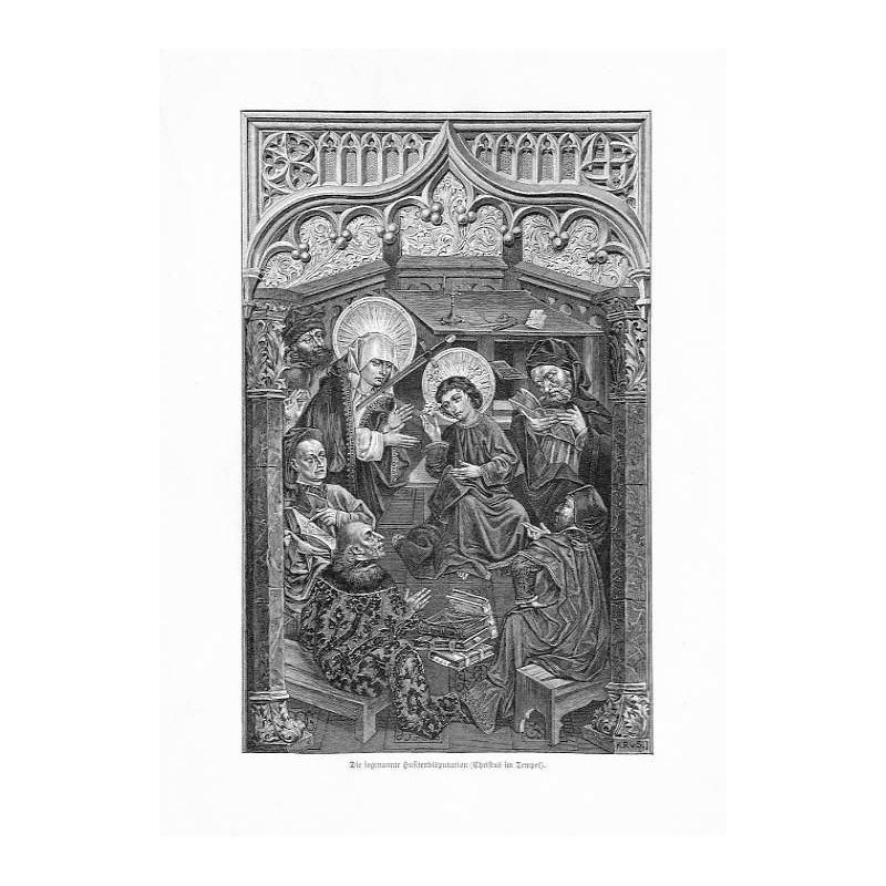 "Die sogenannte Husitendisputation (Christus im Tempel). / von einem Altarflügel in der Jagiellonischen Kapelle zu Krakau"