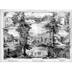 Görbersdorf / "GÖRBERSDORF NA SZLĄZKU [...]. Hotel pod koroną. Wieś u podnóża góry Storchberg. Droga w dolinie Görbersdorf. Kawi